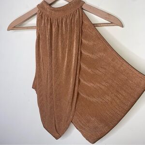 NWT idem ditto Size Large 8-10 Boutique Shimmery Open Back Crop High Neck Top